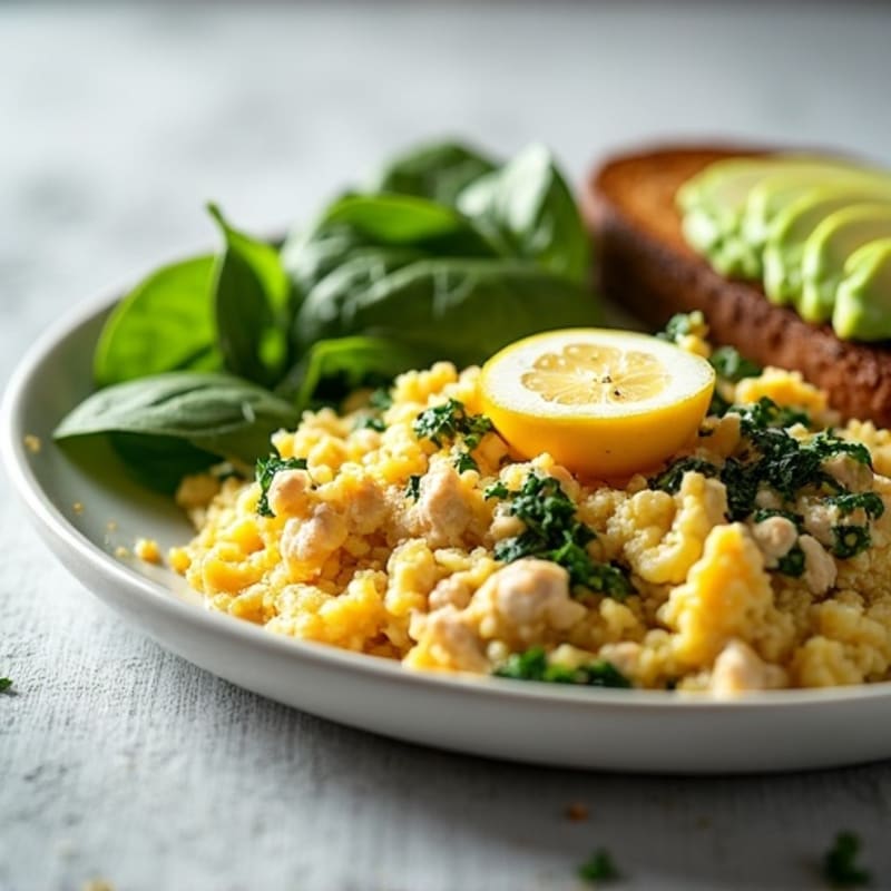 Egg White and Turkey Spinach Scramble with Greek Yogurt