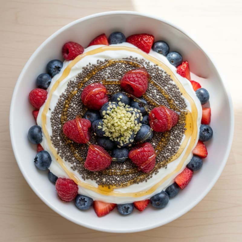 Greek Yogurt Parfait with Chia Seeds and Mixed Berries
