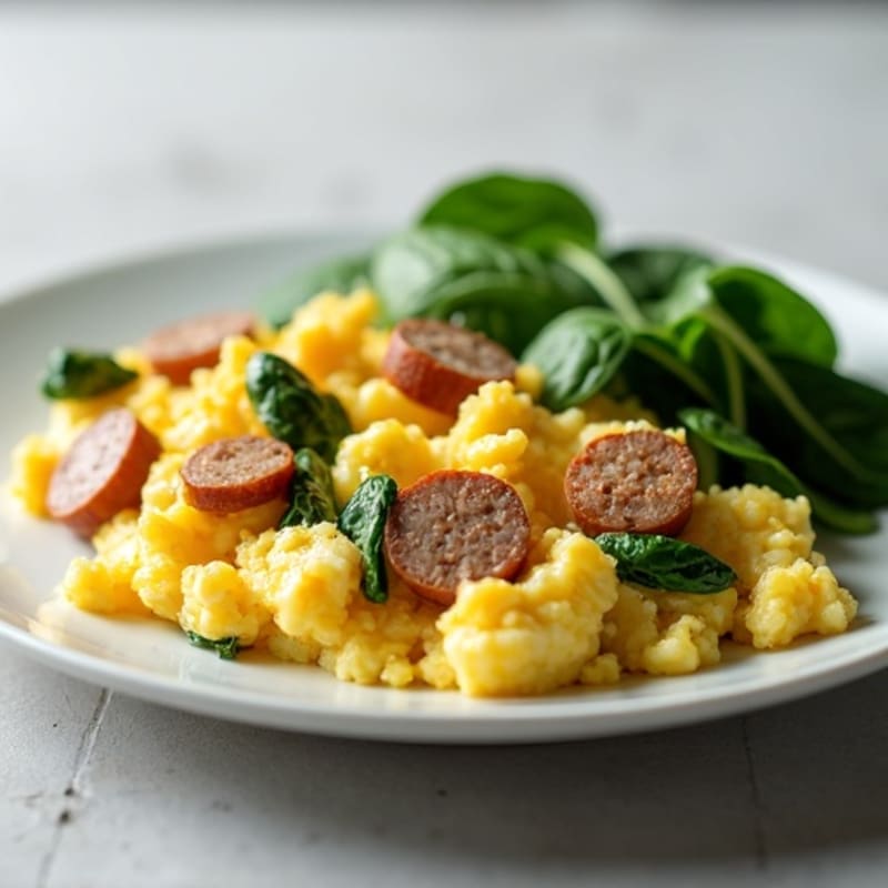 Egg White Scramble with Spinach and Turkey Sausage