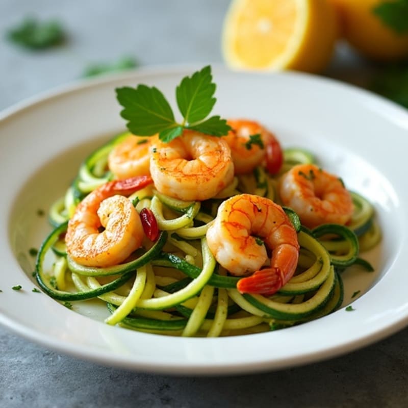 Pan-Seared Garlic Butter Shrimp with Zucchini Noodles