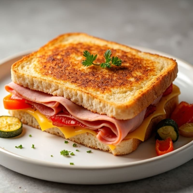 Lean Ham and Swiss Melt with Crispy Roasted Vegetables