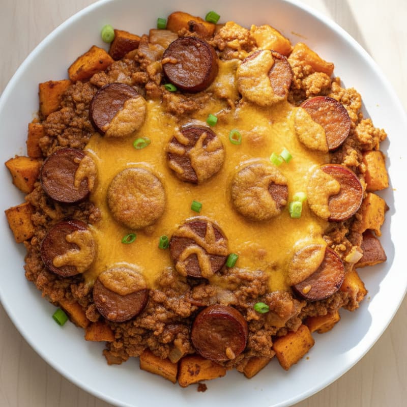 Loaded Chili Cheese Dog Bake