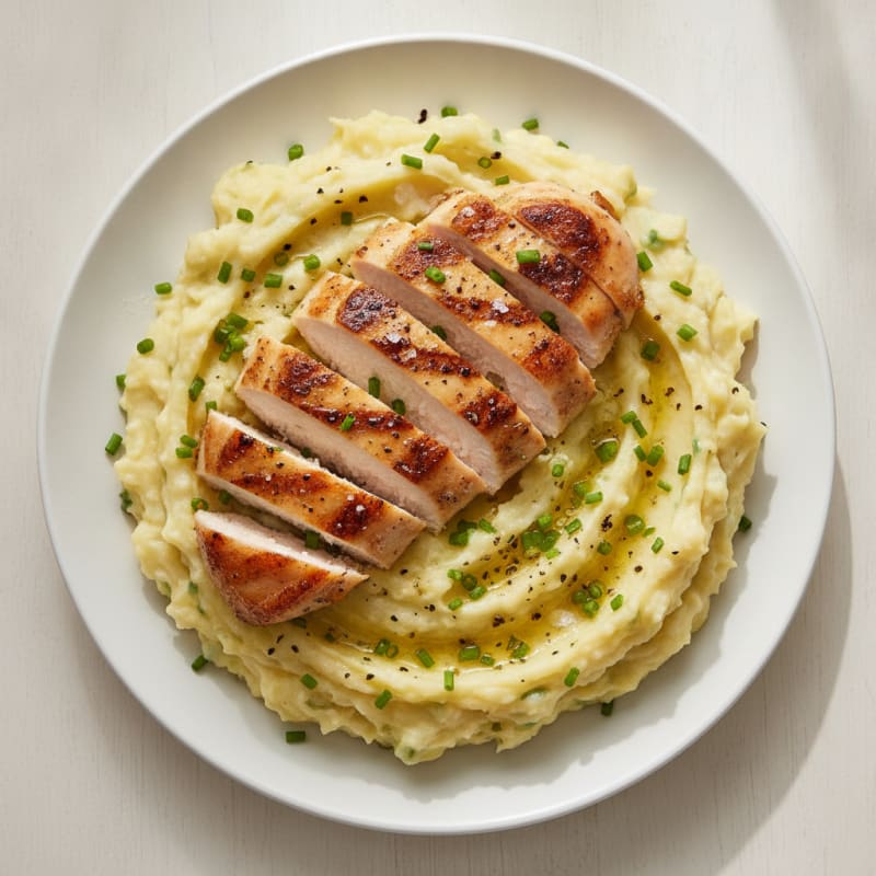 Buttery Garlic Mashed Potatoes with Herb-Seared Chicken
