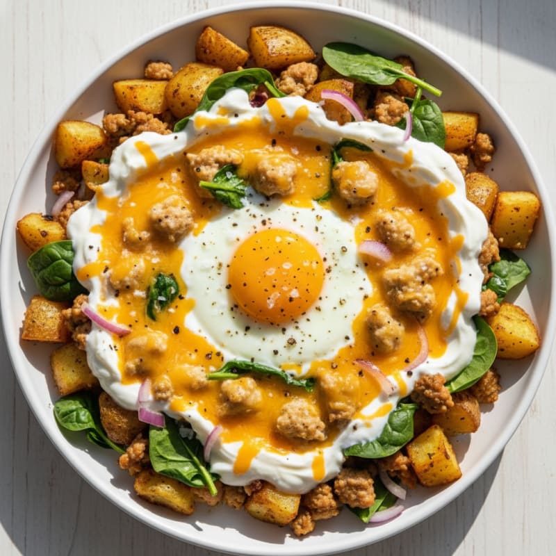Creamy Cheesy Breakfast Skillet with Crispy Potatoes