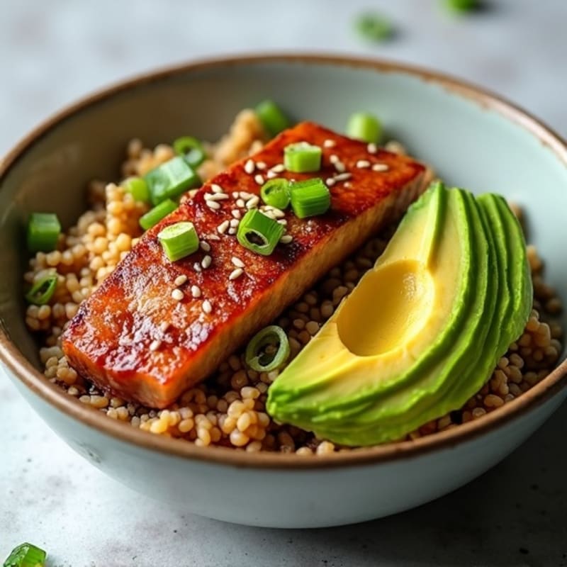 Sesame-Ginger Tuna with Brown Rice and Creamy Avocado