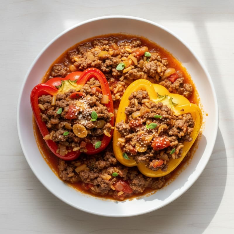 Beef and Rice Stuffed Bell Peppers