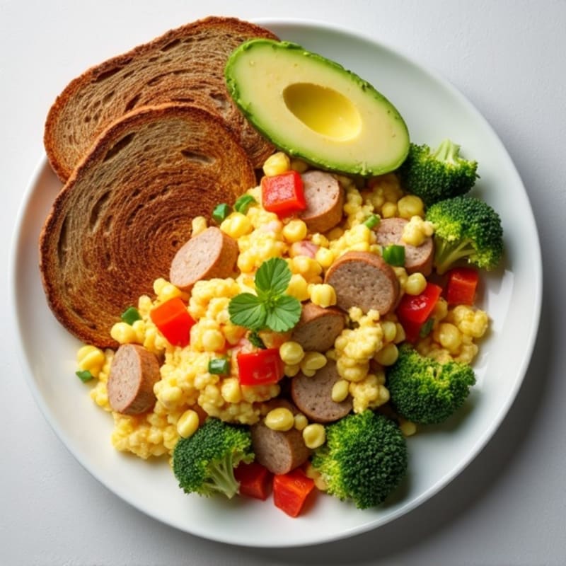Egg White Vegetable Scramble with Turkey Sausage