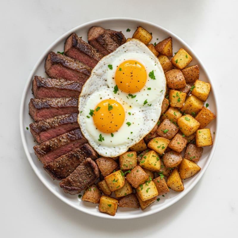 Pan-Seared Steak and Eggs with Roasted Potatoes