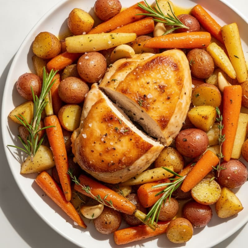Garlic Herb Roasted Chicken with Root Vegetables