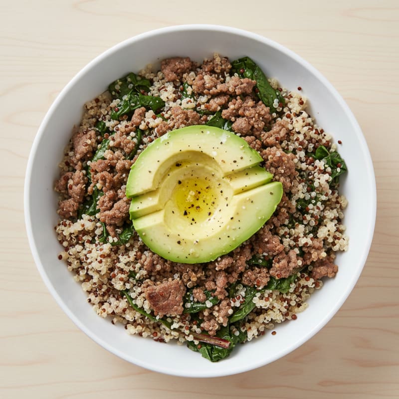 Ground Beef Quinoa Bowl with Avocado