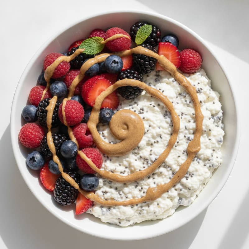 Greek Yogurt Protein Mousse with Mixed Berries