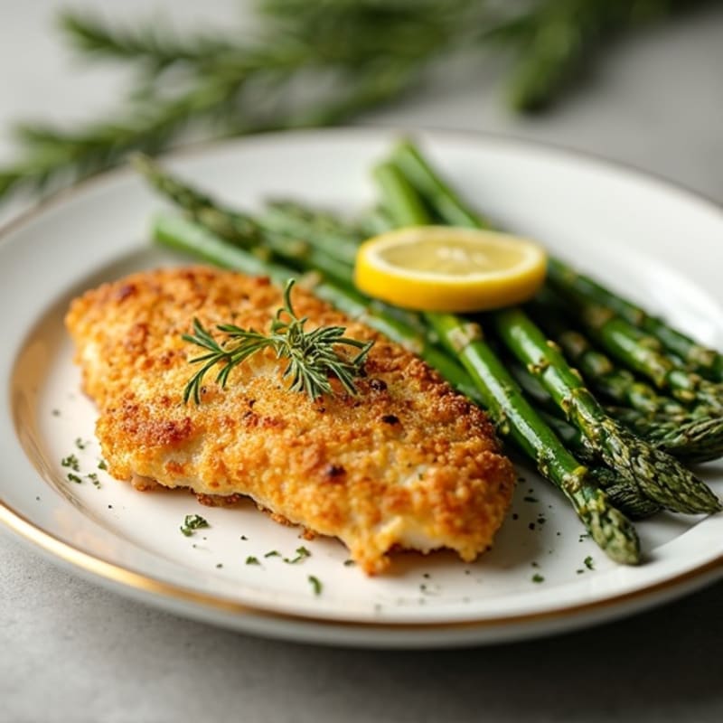 Crispy Lemon Herb Chicken with Roasted Asparagus