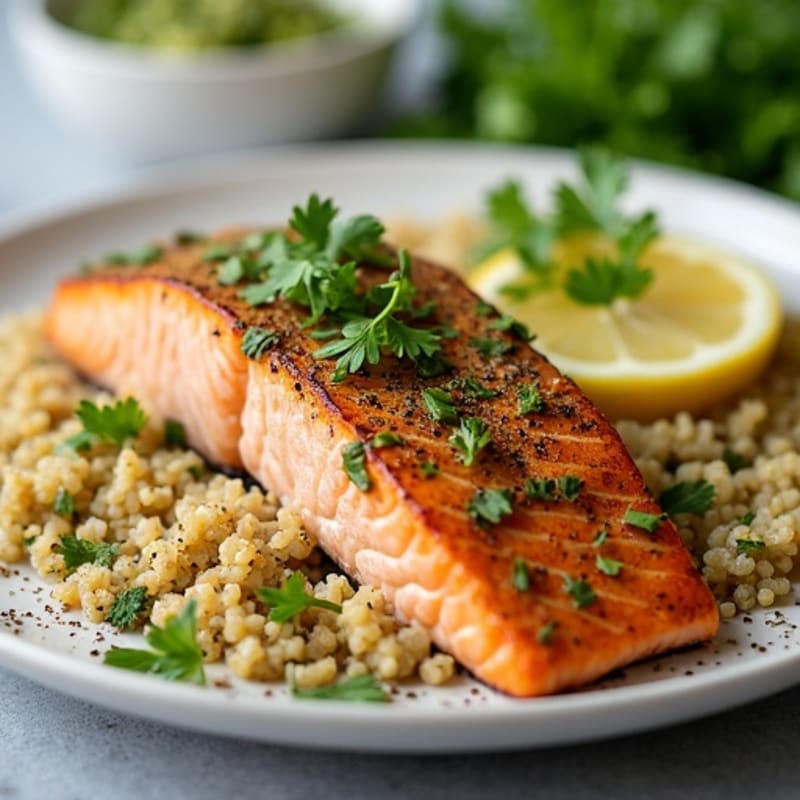 Herb-Crusted Pan Seared Salmon with Quinoa