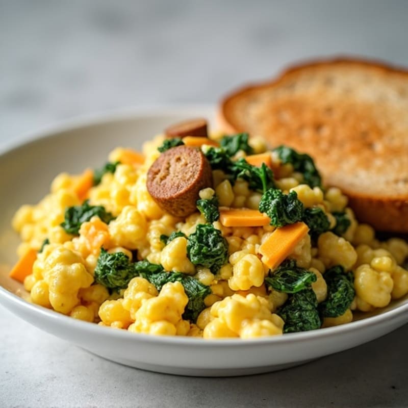 Egg White and Turkey Sausage Scramble with Spinach