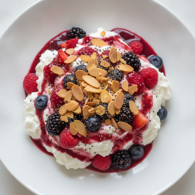 Greek Yogurt Protein Mousse with Mixed Berries