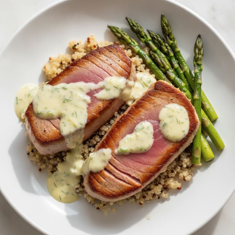 Pan-Seared Tuna with Lemon-Dill Sauce