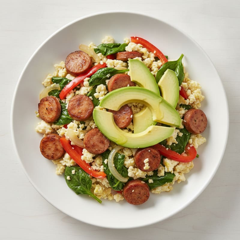 Egg White Veggie Scramble with Turkey Sausage