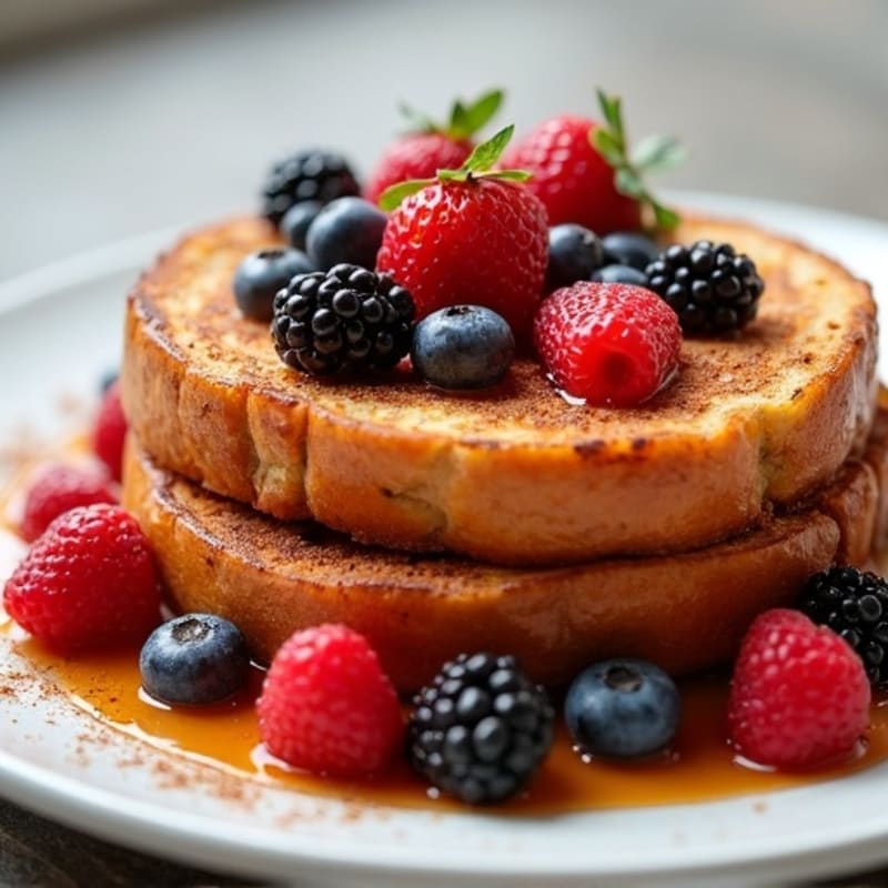 Protein-Rich Vanilla Bean French Toast with Fresh Berries