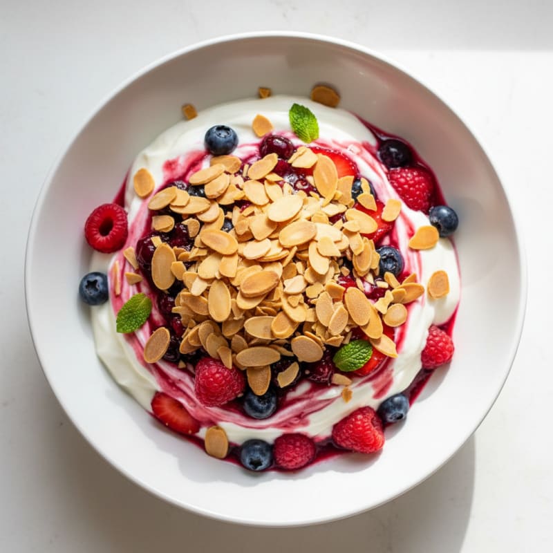 Greek Yogurt Protein Parfait with Berries and Almonds