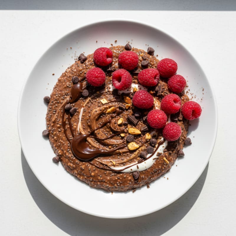 Silky Chocolate Protein Pudding with Chia and Berries