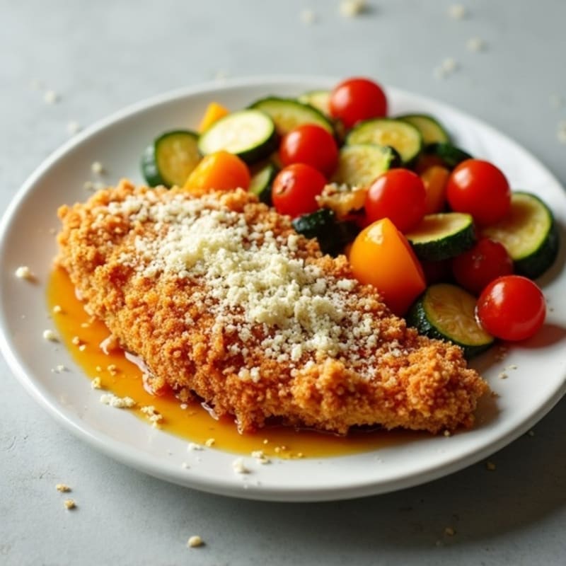 Healthy Crispy Chicken Parmesan with Roasted Vegetables