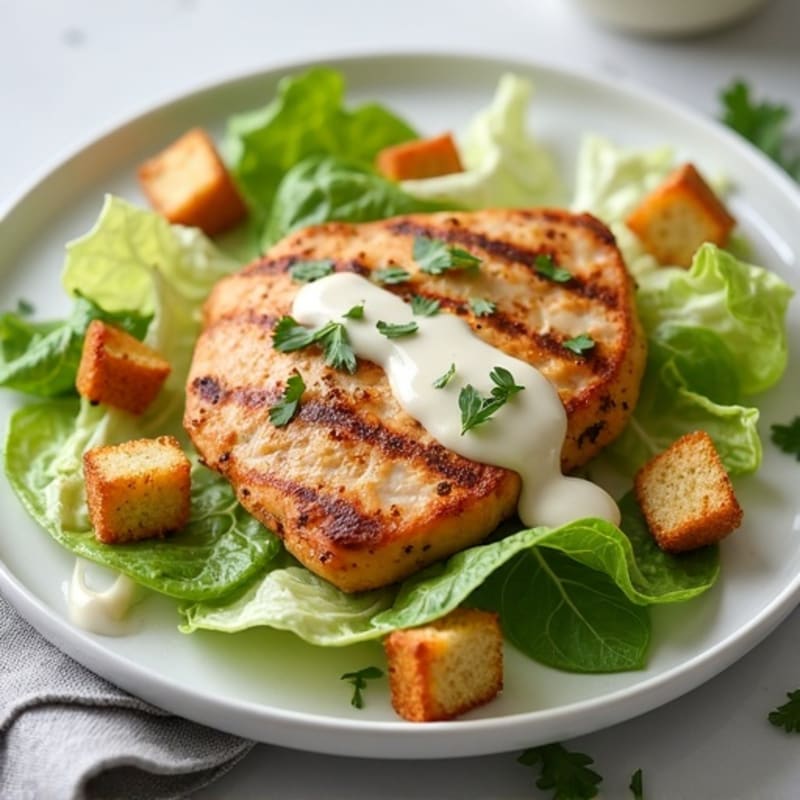 Grilled Chicken with Crispy Romaine and Creamy Caesar Dressing