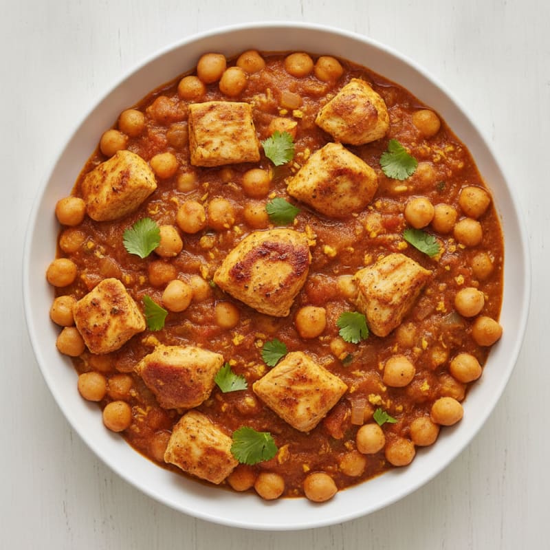 Chickpea and Tomato Masala with Spiced Chicken