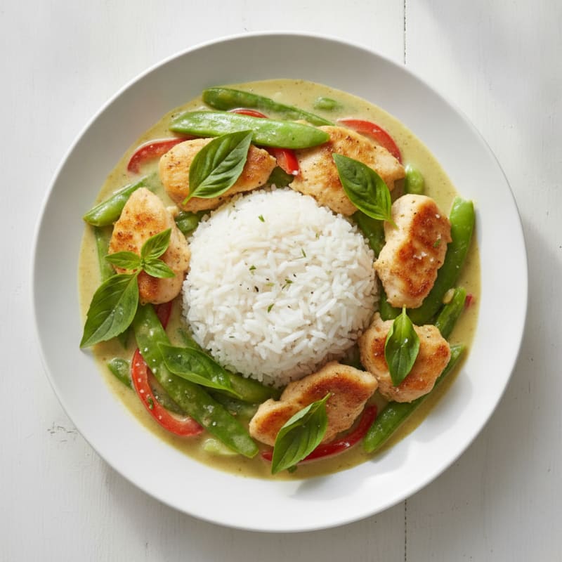 Green Curry Chicken with Coconut Rice