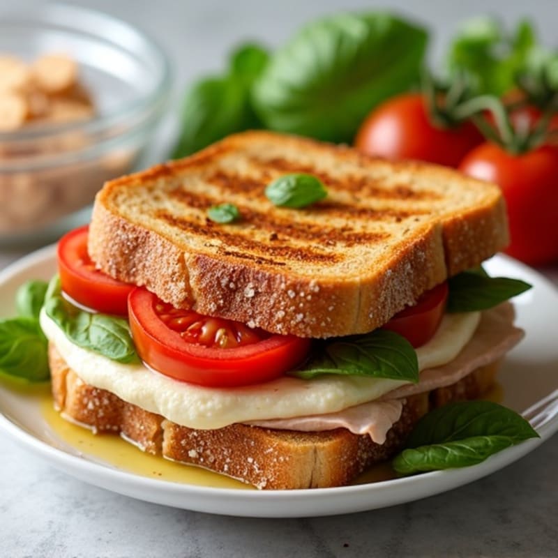 Grilled Fresh Tomato and Mozzarella Sandwich with Turkey