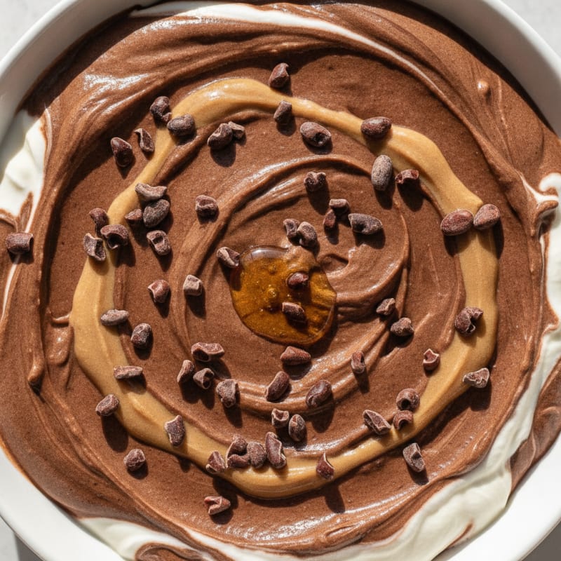 Greek Yogurt Protein Mousse with Almond Butter Swirl