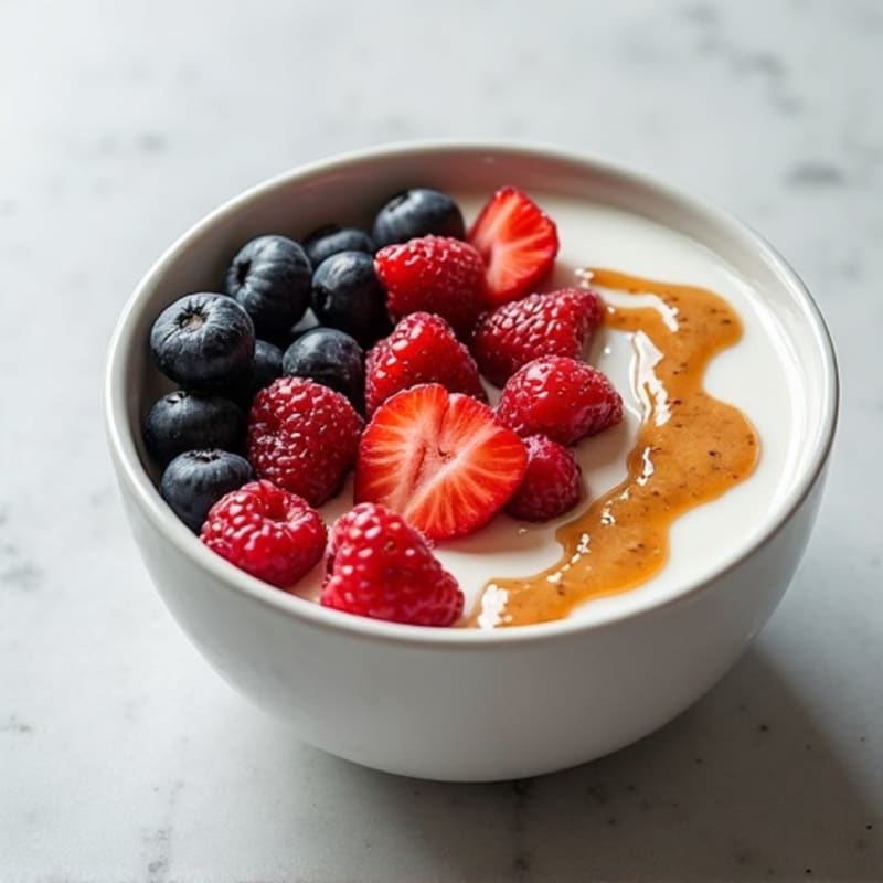 Greek Yogurt Protein Bowl with Mixed Berries and Almond Butter