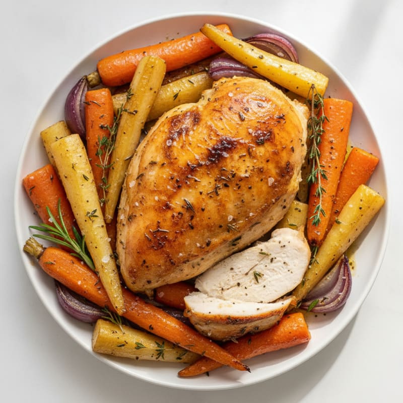 Garlic Herb Roasted Chicken with Root Vegetables