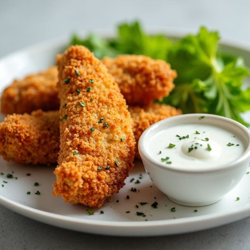 Crispy Baked Chicken Tenders with Greek Yogurt Ranch