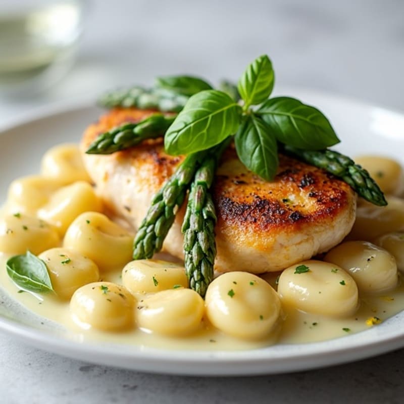 Creamy Ricotta Gnocchi with Roasted Asparagus and Chicken