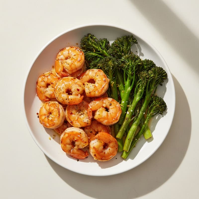 Garlic Shrimp with Roasted Broccolini