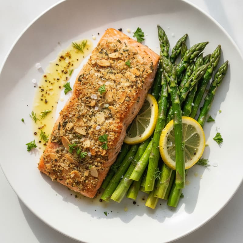 Herb-Crusted Salmon with Roasted Asparagus