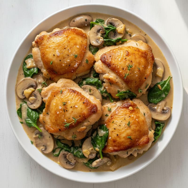 Chicken Thighs with Mushroom Cream Sauce