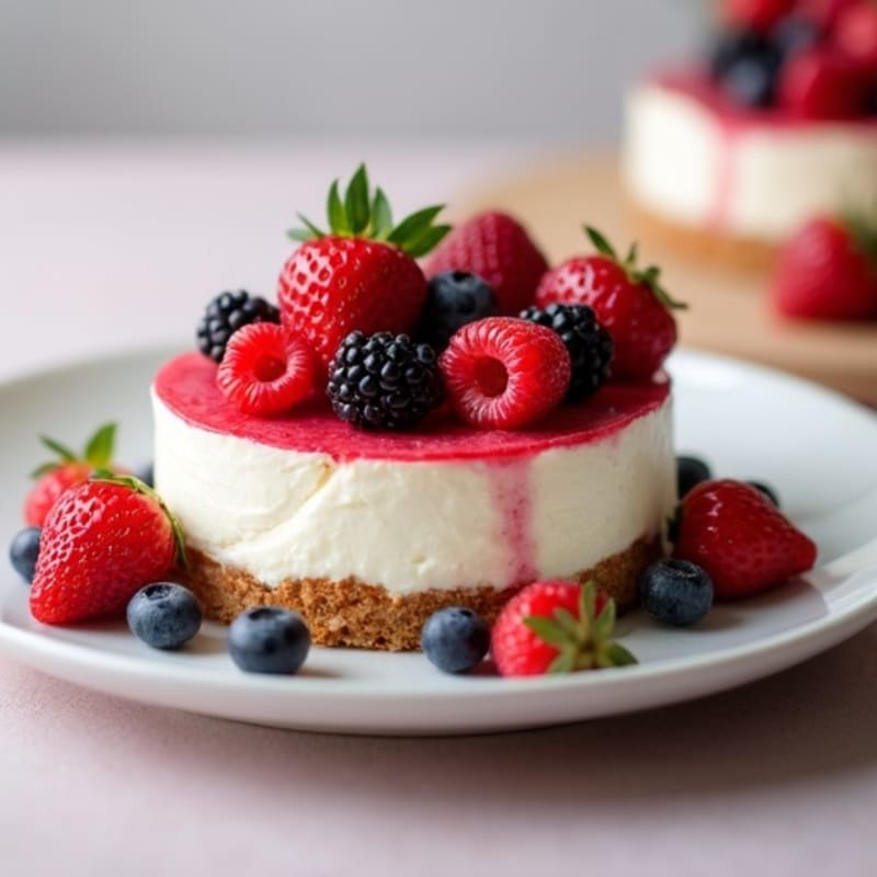 Creamy Greek Yogurt Protein Cheesecake with Fresh Berries