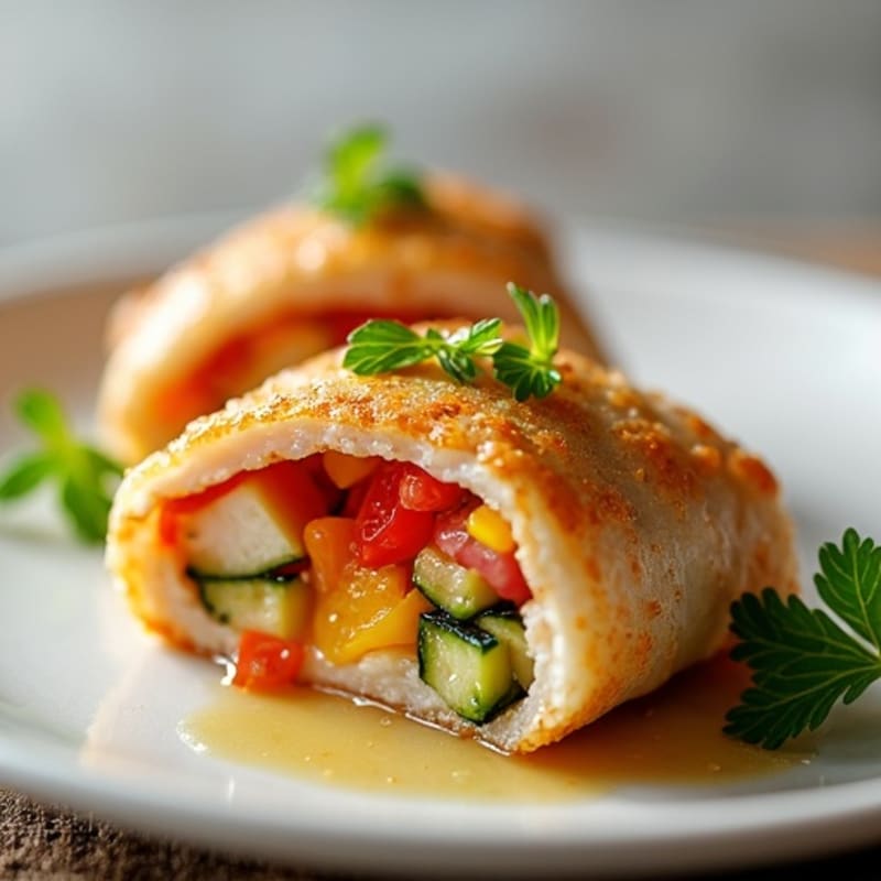 Crispy Pan-Seared Pork & Vegetable Parcels