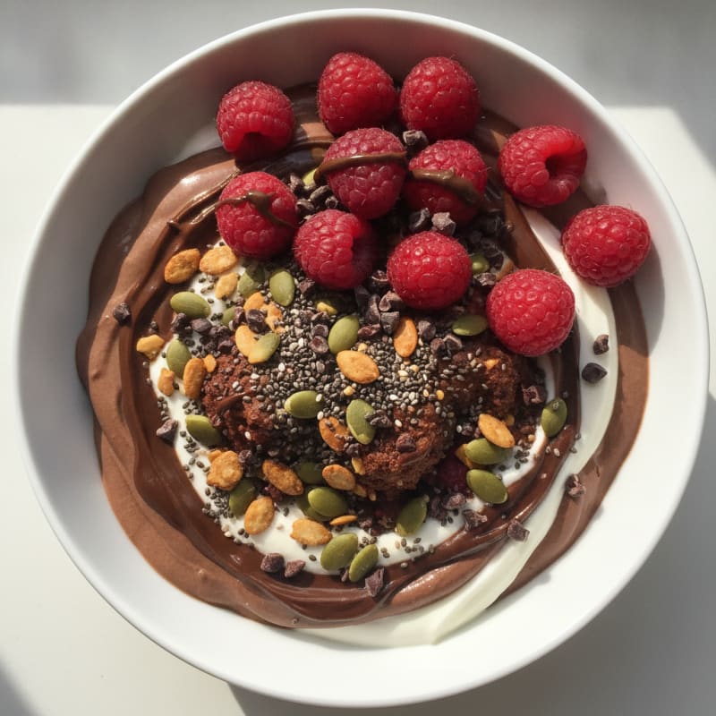 Chocolate Protein Yogurt Parfait with Crunchy Seeds