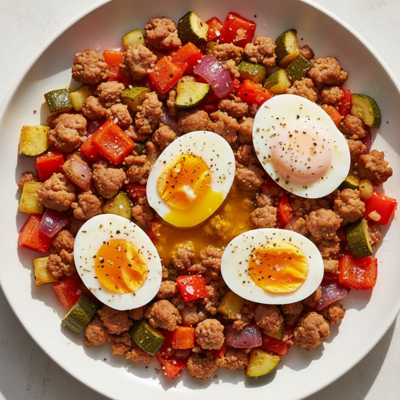 Sheet Pan Sausage and Egg Hash