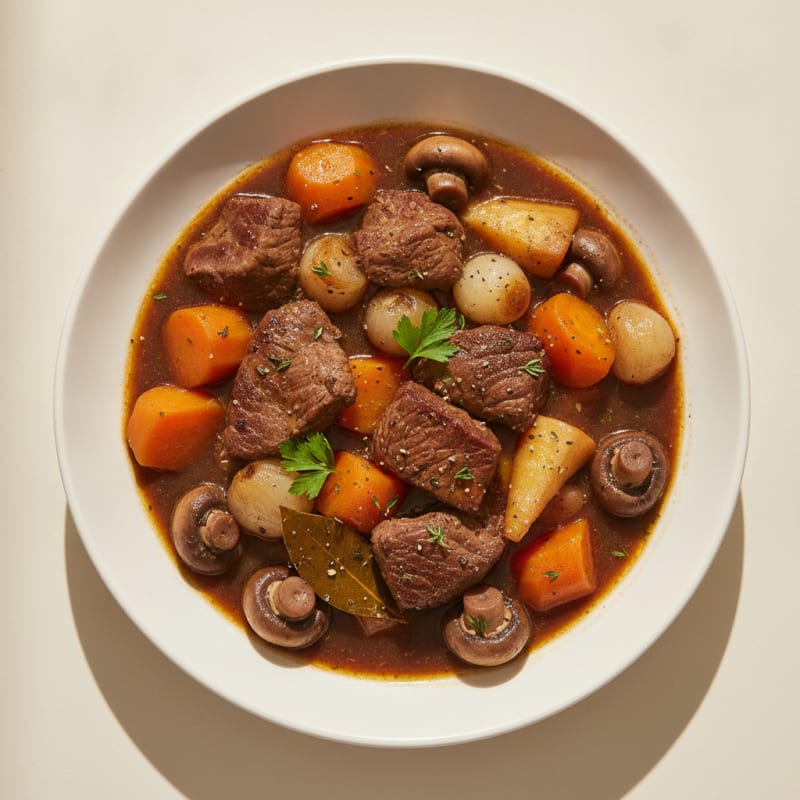 Beef Bourguignon with Root Vegetables