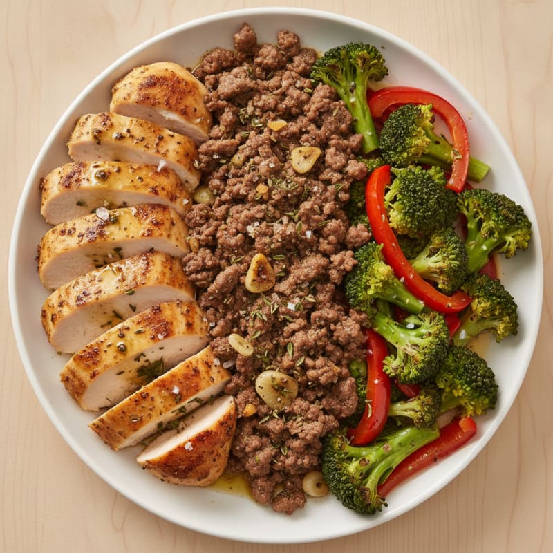 Garlic Herb Roasted Chicken and Beef