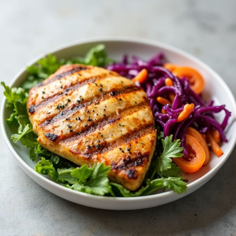 Grilled Chicken Breast with Crunchy Cabbage Slaw