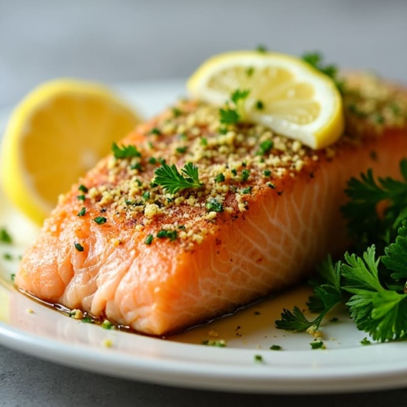 Herb-Crusted Baked Salmon with Lemon