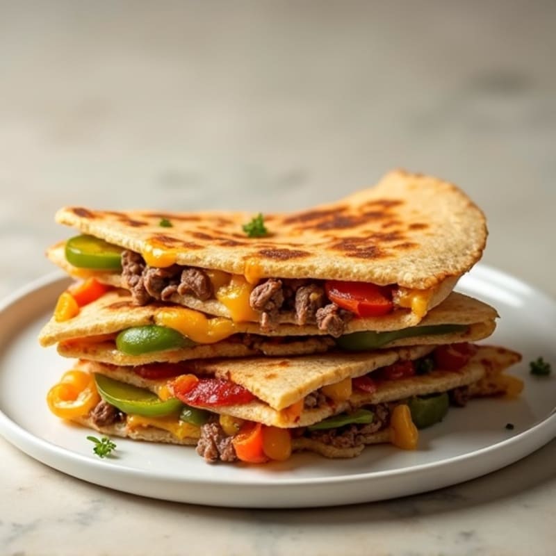 Crispy Steak and Bell Pepper Quesadillas