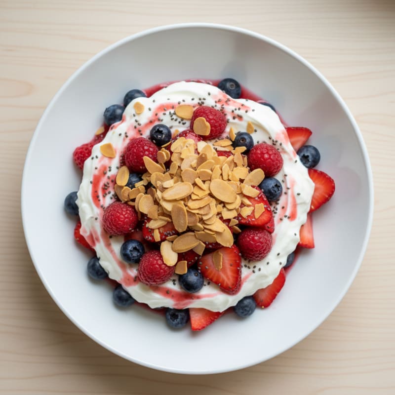 Creamy Greek Yogurt Protein Parfait with Mixed Berries and Almonds