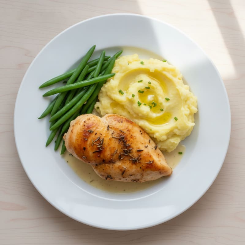 Oven-Baked Herb Chicken Breast with Creamy Mashed Potatoes