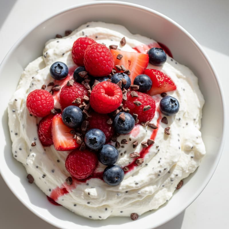 Greek Yogurt Protein Mousse with Mixed Berries