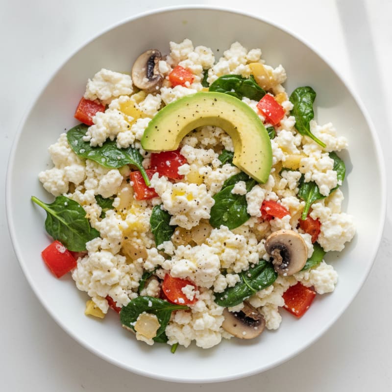Egg White Veggie Scramble with Cottage Cheese